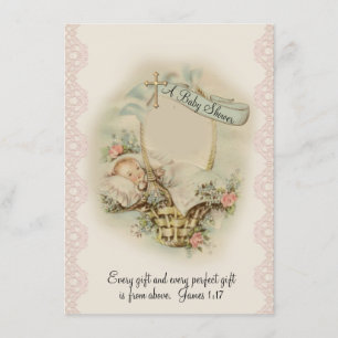 Catholic Religious Vintage Baby Shower Invitation