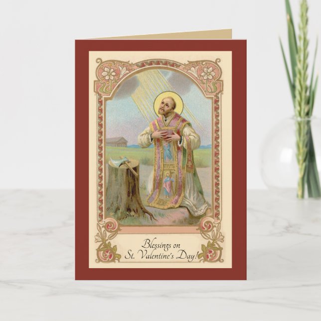 Catholic Religious Vintage St. Valentine Prayer Card (Front)