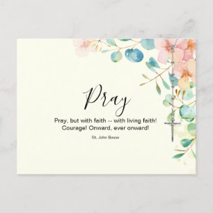 Catholic Rosary Eucalyptus Religious Floral Peach  Postcard