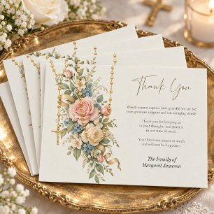 Catholic Rosary Funeral Thank You Card
