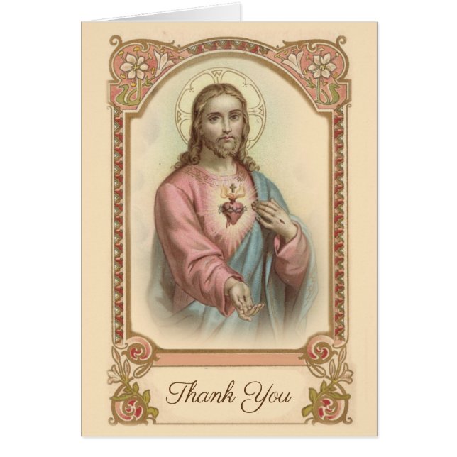 Catholic Sacred Heart Jesus  Condolence Thank You (Front)