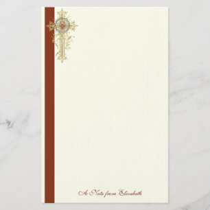 Catholic Sacred Heart Jesus Cross Stationery