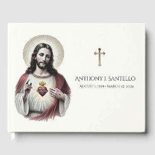 Catholic Sacred Heart Jesus Funeral Memorial Guest Book