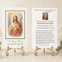 Catholic Sacred Heart Jesus Funeral Prayer Card