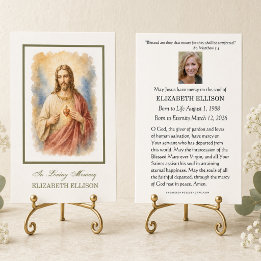 Catholic Sacred Heart Jesus Funeral Prayer Card