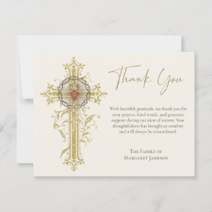 Catholic Sacred Heart Jesus Funeral Sympathy Thank You Card