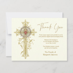 Catholic Sacred Heart Jesus Funeral Sympathy Thank You Card