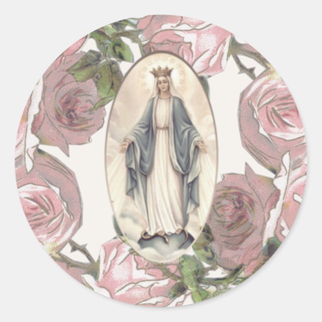 Catholic Sacred Heart of Jesus Classic Round Sticker (Front)
