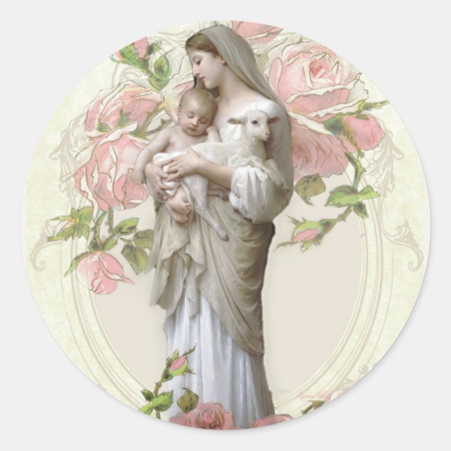 Catholic Sacred Heart of Jesus Classic Round Sticker (Front)