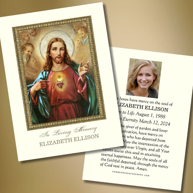 Catholic Sacred Heart of Jesus Funeral Prayer Card (Creator Uploaded)