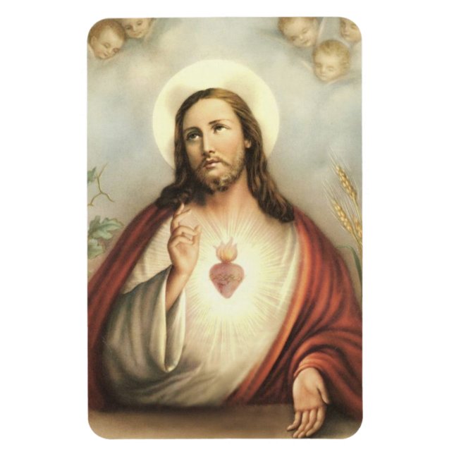 Catholic Sacred Heart of Jesus Vintage Religious Magnet (Vertical)