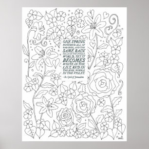 Catholic Saint Quote Hand Drawn Floral Colouring Poster