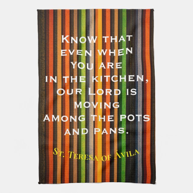 Catholic Saint Quote Kitchen Towel (Vertical)