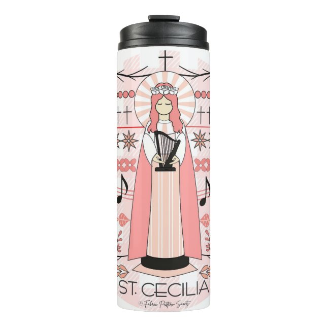 Catholic Saint Thermal Tumbler: St. Cecilia Thermal Tumbler (Front)