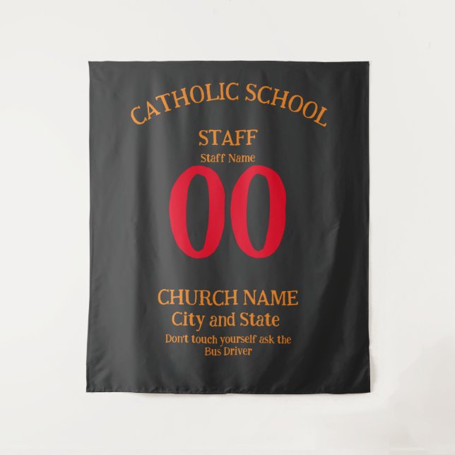 Catholic School Ask the Staff Party Celebration Tapestry (Front)