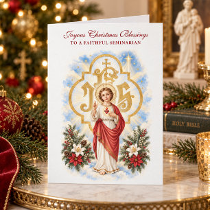 Catholic Seminarian Sacred Heart Religious Holiday Card