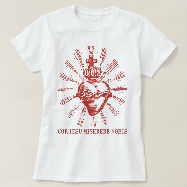 Catholic Shirt Sacred Heart of Jesus Latin Mass (Design Front)