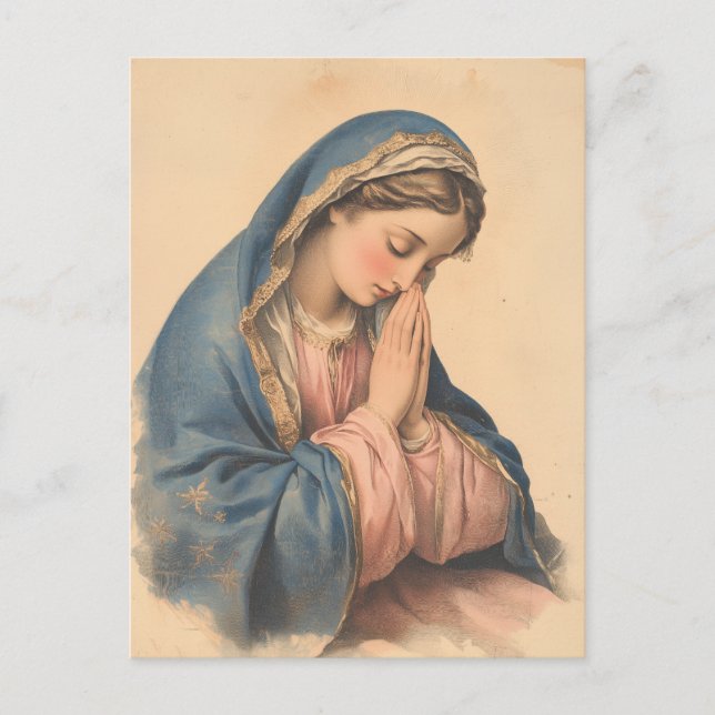 Catholic Sorrowful Mother Mary Vintage Postcard (Front)