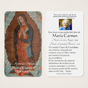 Catholic Spanish Mary Funeral Memorial Holy Card -