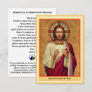 Catholic Spiritual Communion Prayer Card