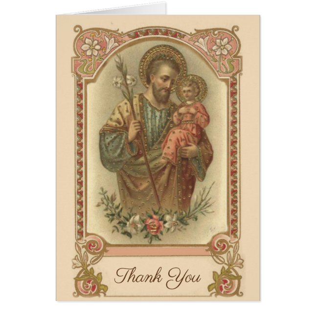 Catholic St. Joseph Funeral Condolence Thank You (Front)