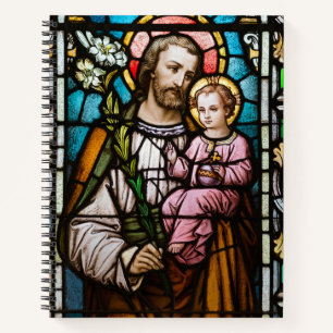 Catholic St. Joseph Jesus Stained Glass Religious  Notebook