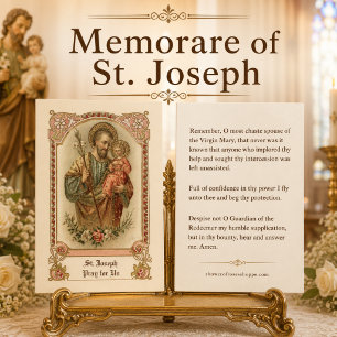 Catholic St. Joseph Memorare Prayer Holy Cards