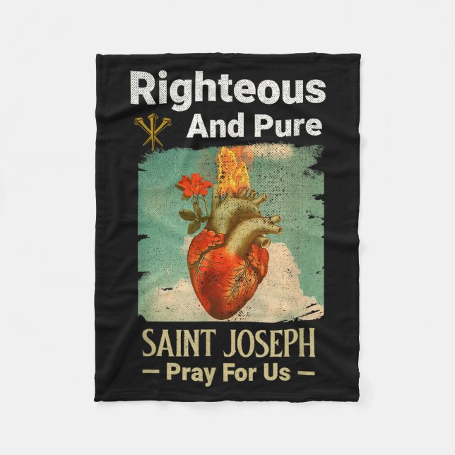 Catholic St. Joseph, Patron Saint Of Fathers, Pray Fleece Blanket (Front)