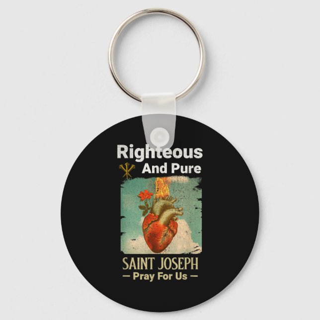 Catholic St. Joseph, Patron Saint Of Fathers, Pray Key Ring (Front)