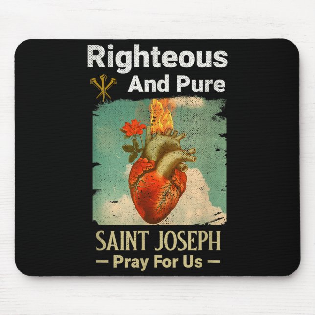 Catholic St. Joseph, Patron Saint Of Fathers, Pray Mouse Mat (Front)