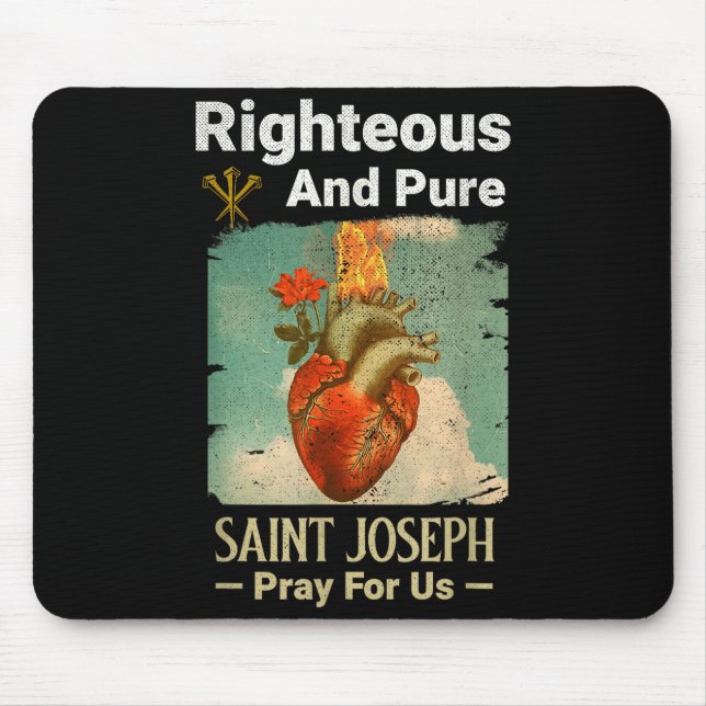 Catholic St. Joseph, Patron Saint Of Fathers, Pray Mouse Mat (Front)