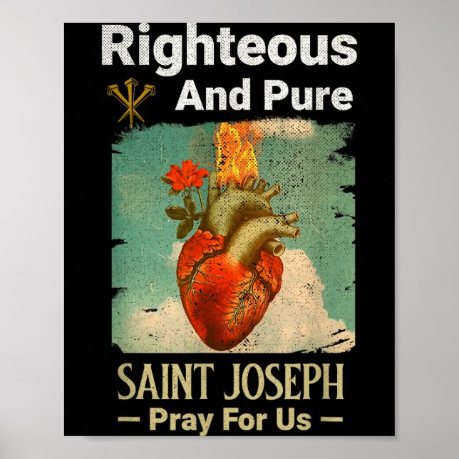 Catholic St. Joseph, Patron Saint Of Fathers, Pray Poster (Front)