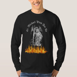 Catholic St Michael Pray For Us Casting Satan to H T-Shirt