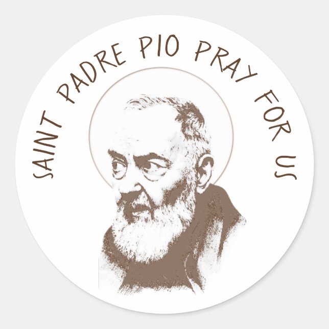 Catholic St. Padre Pio Capuchin Brown Classic Round Sticker (Front)