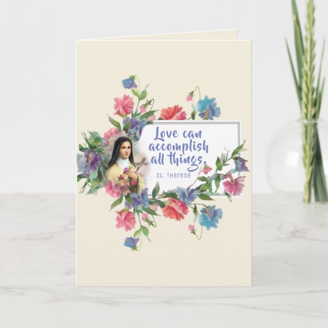 Catholic St. Therese the Little Flower Holiday Card (Front)