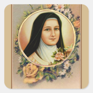 Catholic St. Therese the Little Flower Square Sticker
