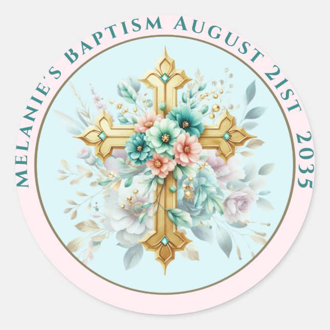 Catholic Stickers | Baptism Stickers Personalised (Front)