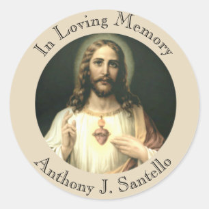 Catholic Sympathy Funeral Jesus Memorial Classic Round Sticker