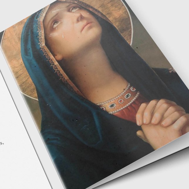 Catholic Sympathy Photo Funeral Thank You Card (Holy Mother Blessed Virgin Mary Condolence Bereavement Sympathy Funeral Thank You Card)
