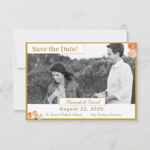 Catholic Terracotta Rose Flat Save The Date Card