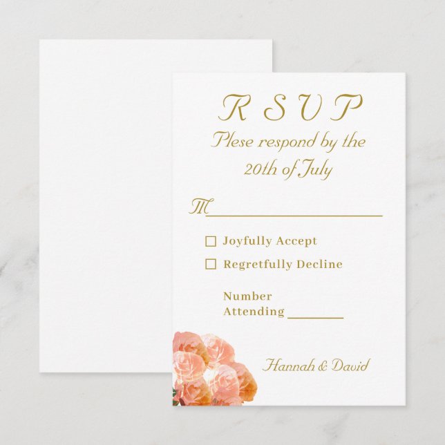 Catholic Terracotta Rose Wedding RSVP Card (Front/Back)