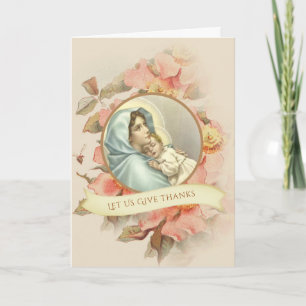 Catholic Thanksgiving Blessed Virgin Mary Jesus Holiday Card