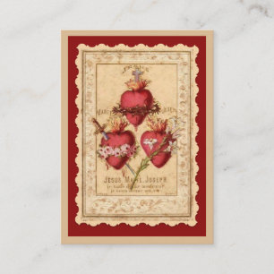 Catholic Three Hearts Jesus Mary Joseph Prayer Car Place Card