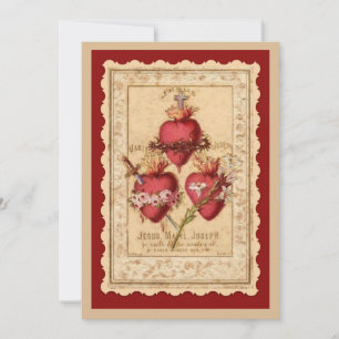 Catholic Three Hearts Jesus Mary Joseph Prayer Card