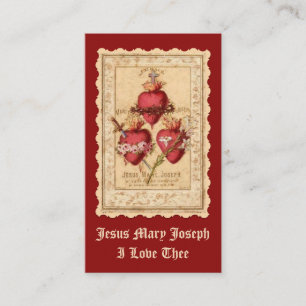Catholic Three Hearts Jesus Mary Joseph Prayer Pla Place Card