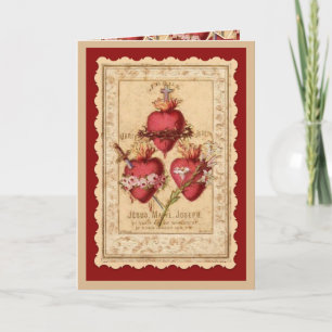 Catholic Three Hearts Jesus Mary Joseph Prayer  Thank You Card