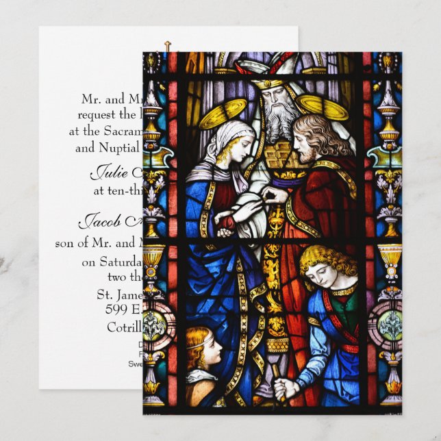 Catholic Traditional Bridal Wedding Invitation (Front/Back)