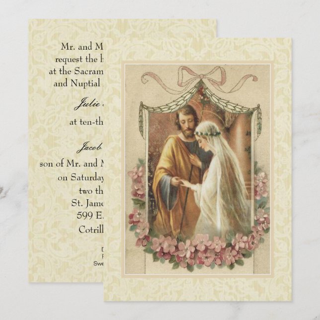 Catholic Traditional Bridal Wedding Invitation (Front/Back)