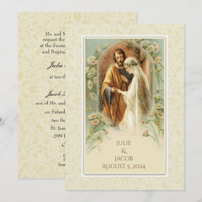 Catholic Traditional Bridal Wedding Invitation (Front/Back)