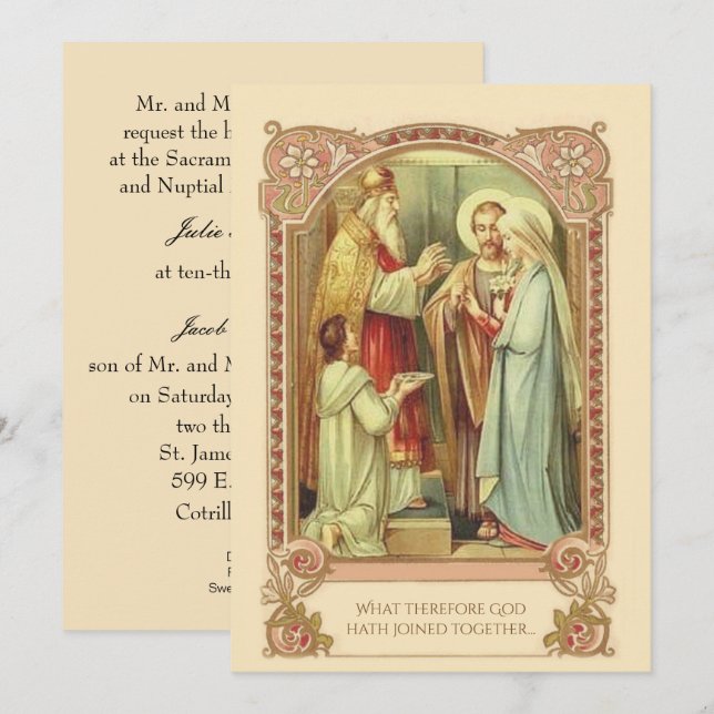 Catholic Traditional Bridal Wedding Invitation (Front/Back)